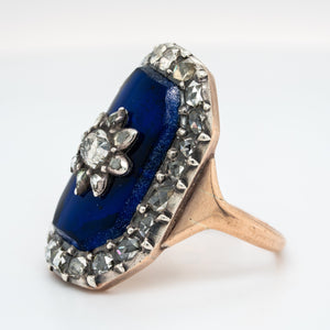 Georgian Diamond Star and Blue Glass Ring