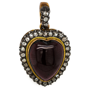 Victorian Garnet Diamond Heart Pendant