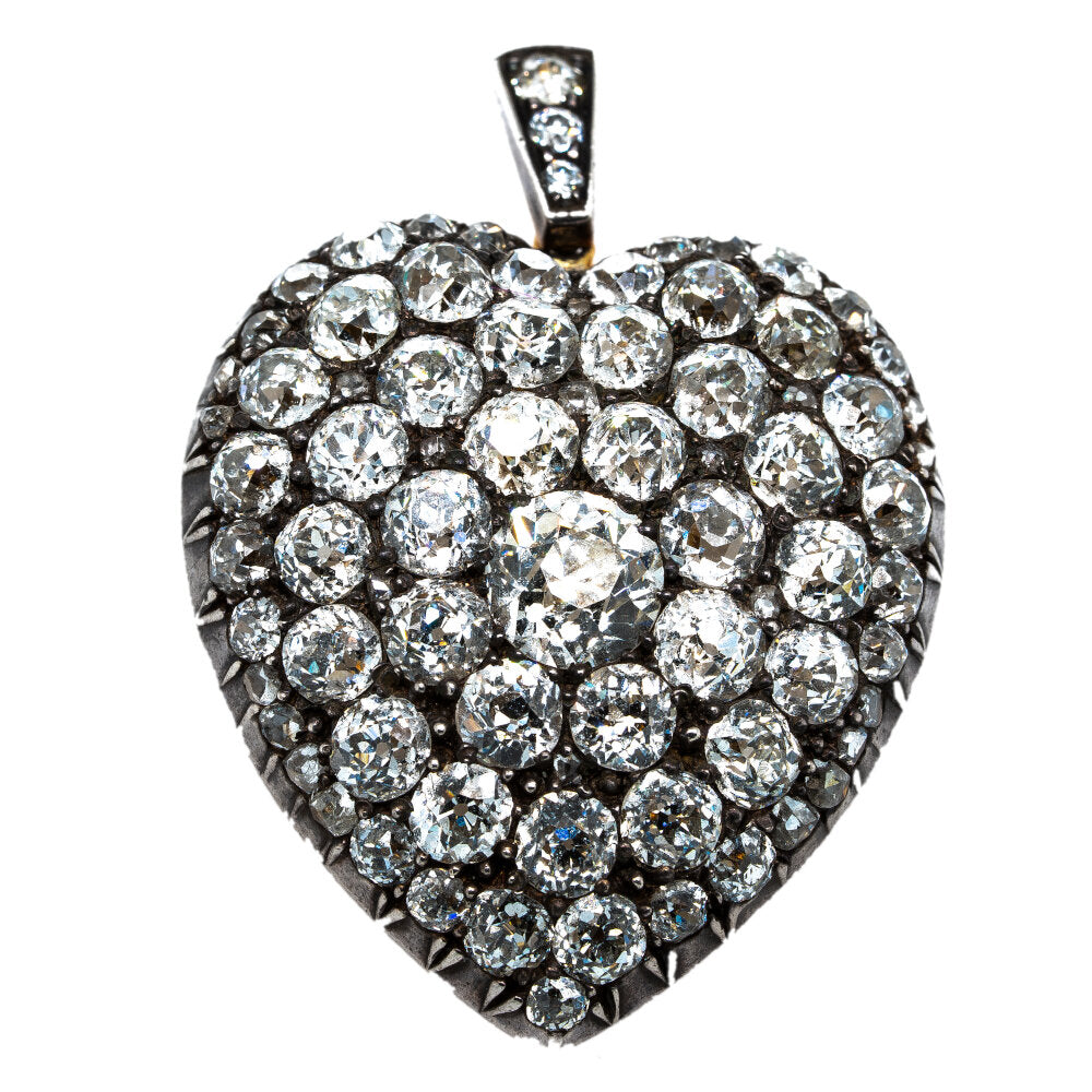 Victorian Pave Set Diamond Heart Pendant