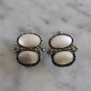 Coque de perle and pyrites earrings