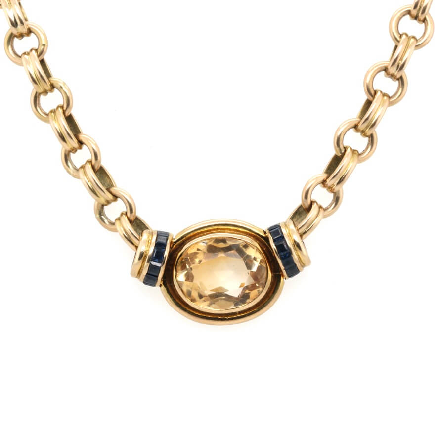 Citrine and Sapphire Necklace