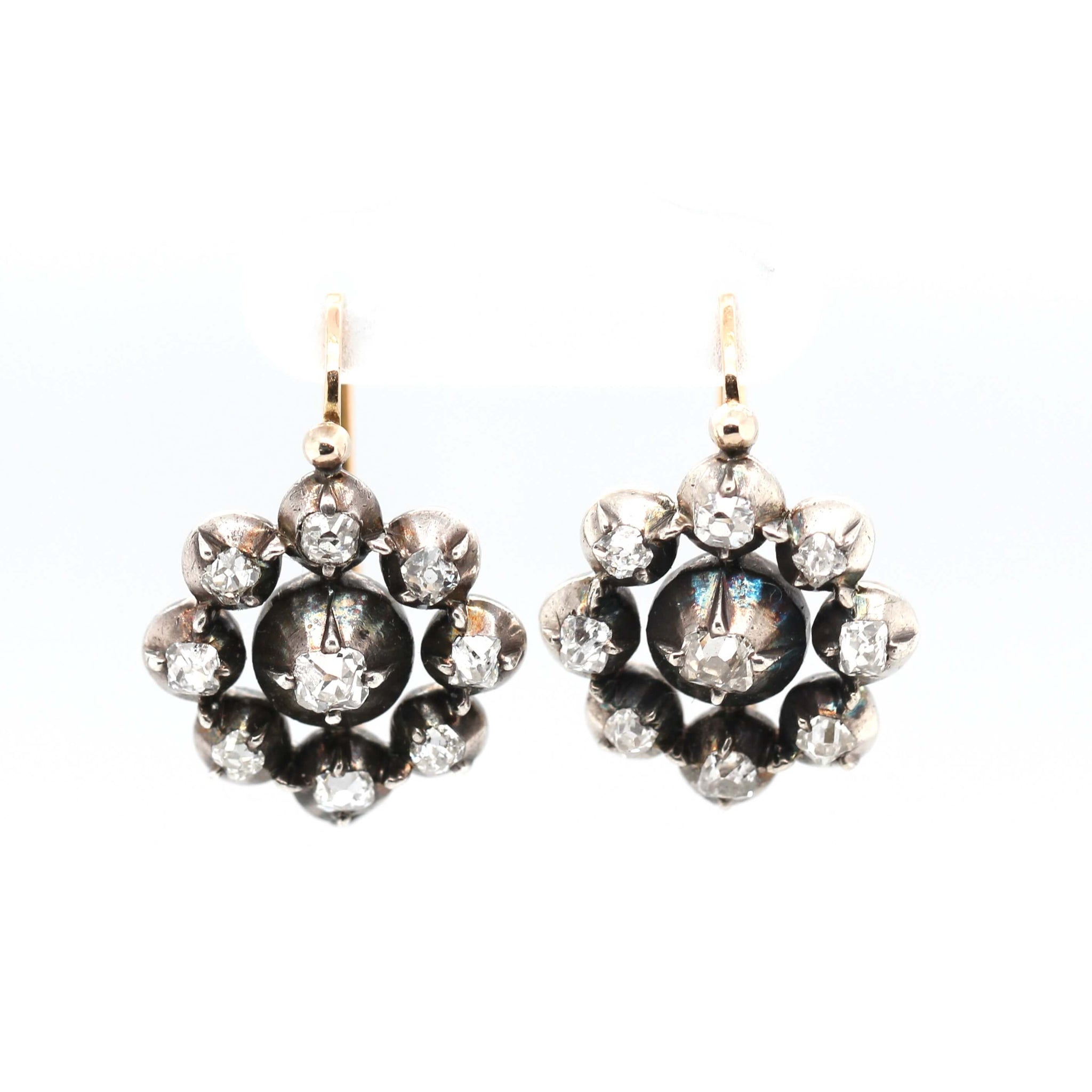 Early Victorian Diamond Cluster Earrings