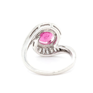 1960's Pink Tourmaline and Diamond Ballerina Ring