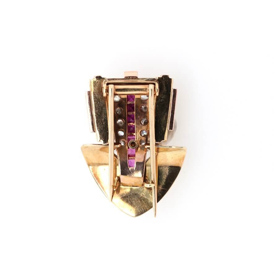 1940s Ruby and Diamond Clip