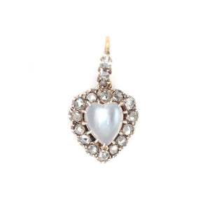 Victorian Moonstone Diamond Heart Pendant