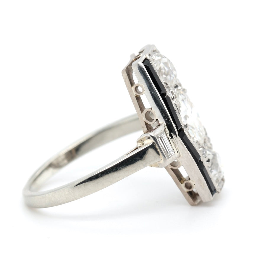 Art Deco Diamond Onyx Ring