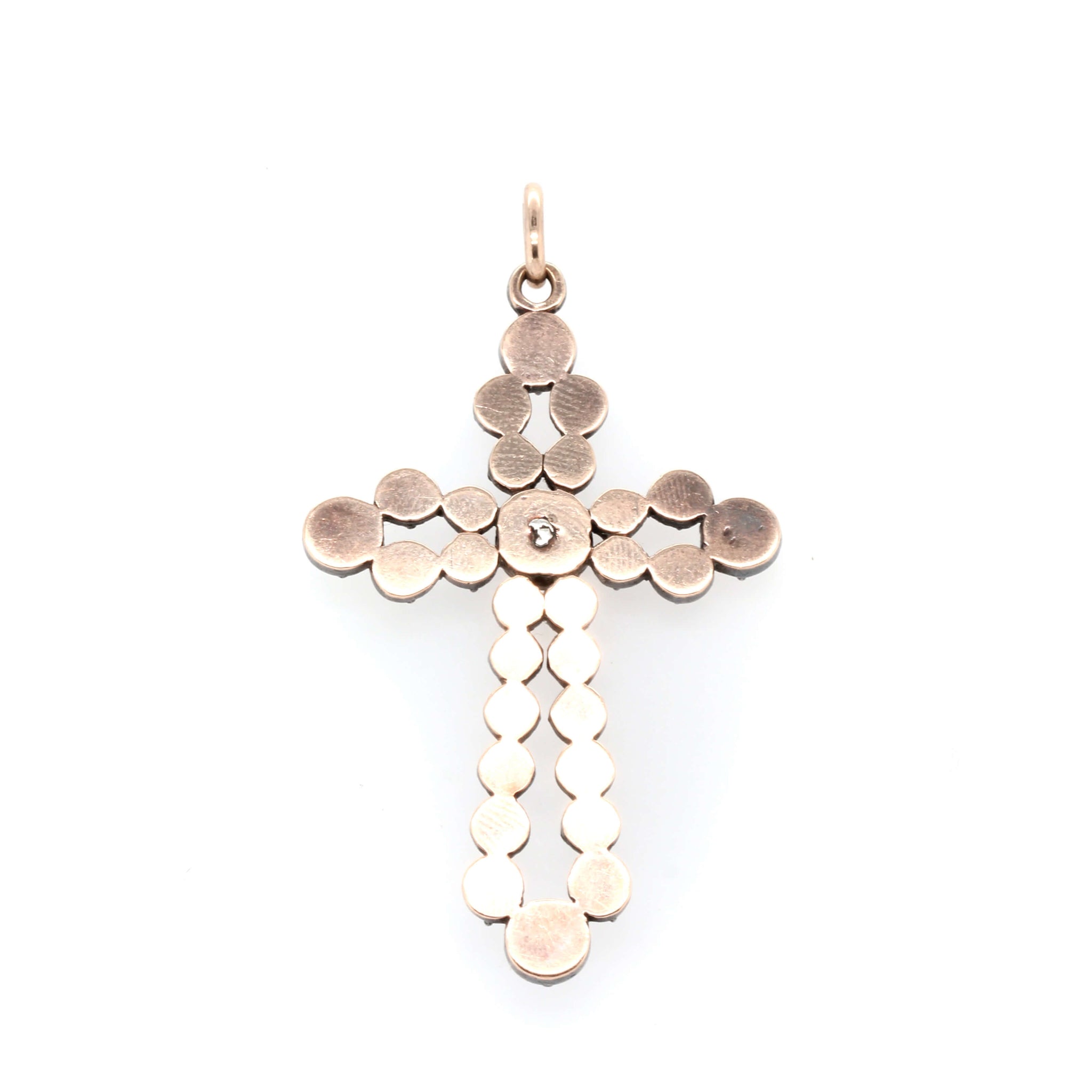 Georgian Rose Diamond Cross Pendant