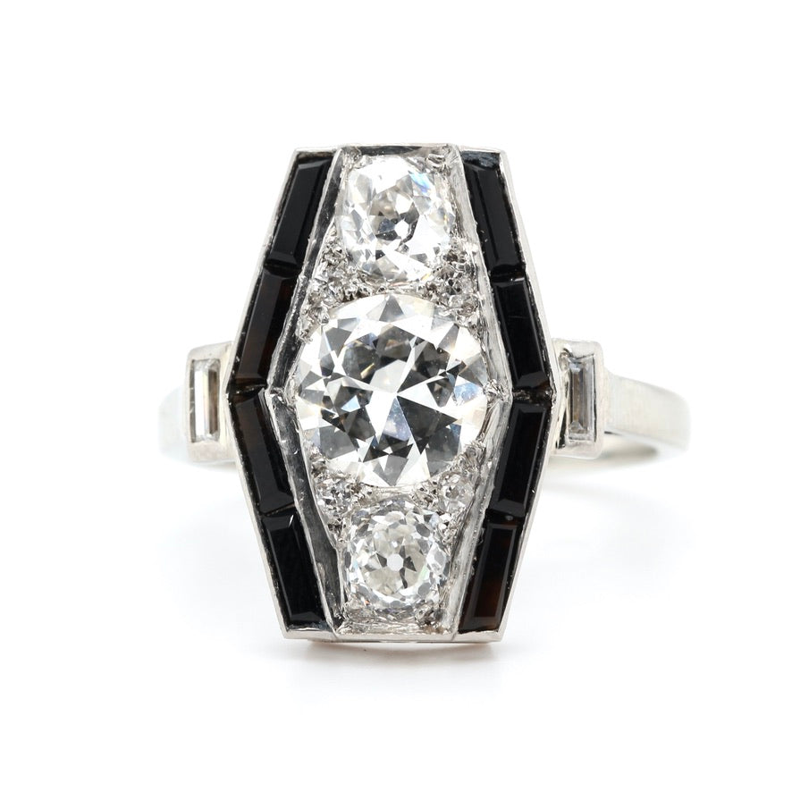 Art Deco Diamond Onyx Ring