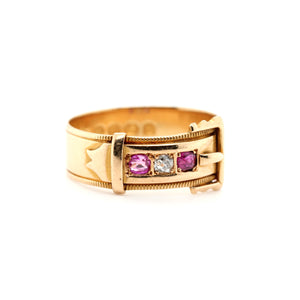 Victorian Ruby and Diamond Buckle Ring Ring