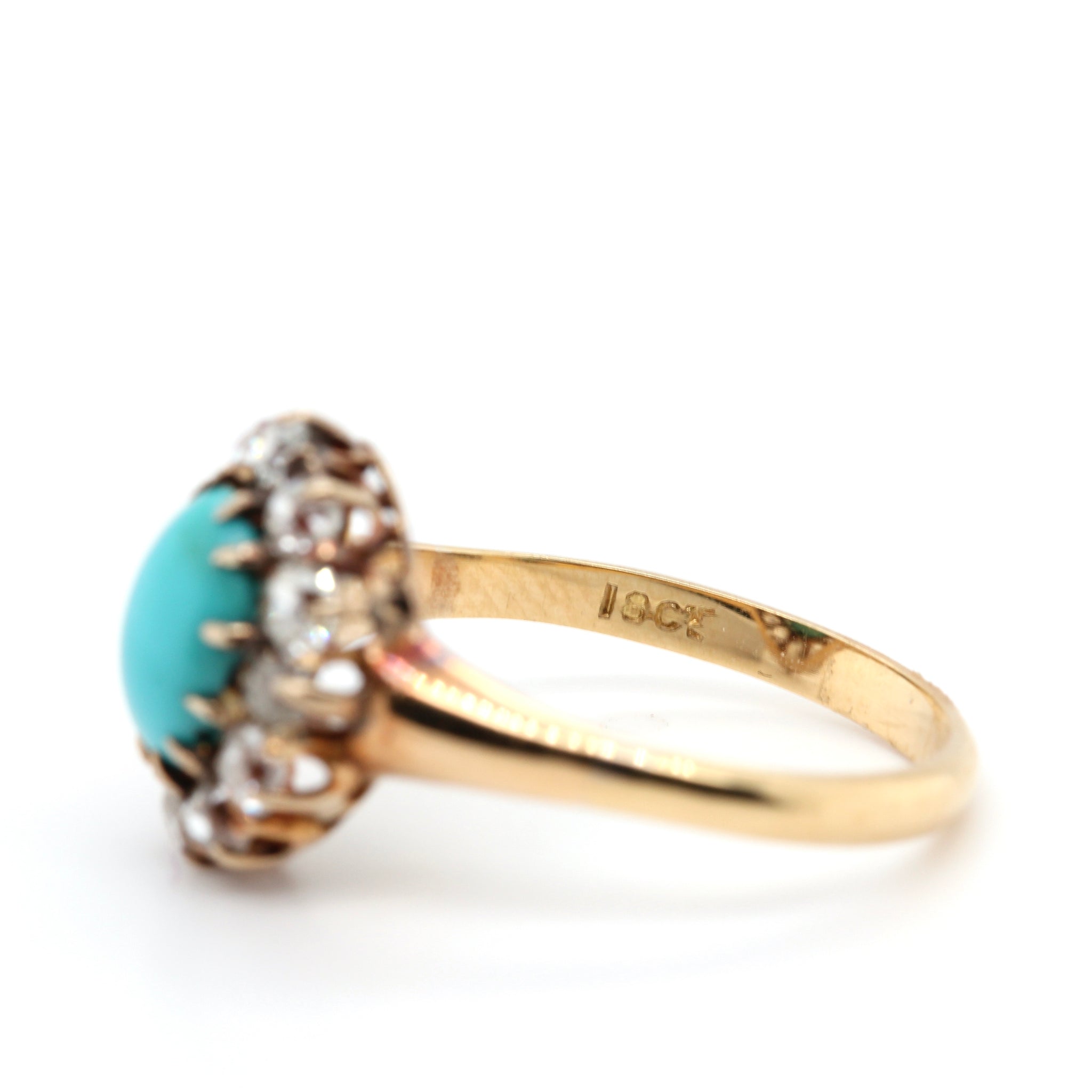 Turquoise and Diamond Victorian Cluster Ring