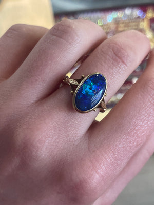 Victorian Black Opal Ring