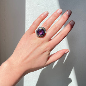 Continental Amethyst and Rose Diamond Ring