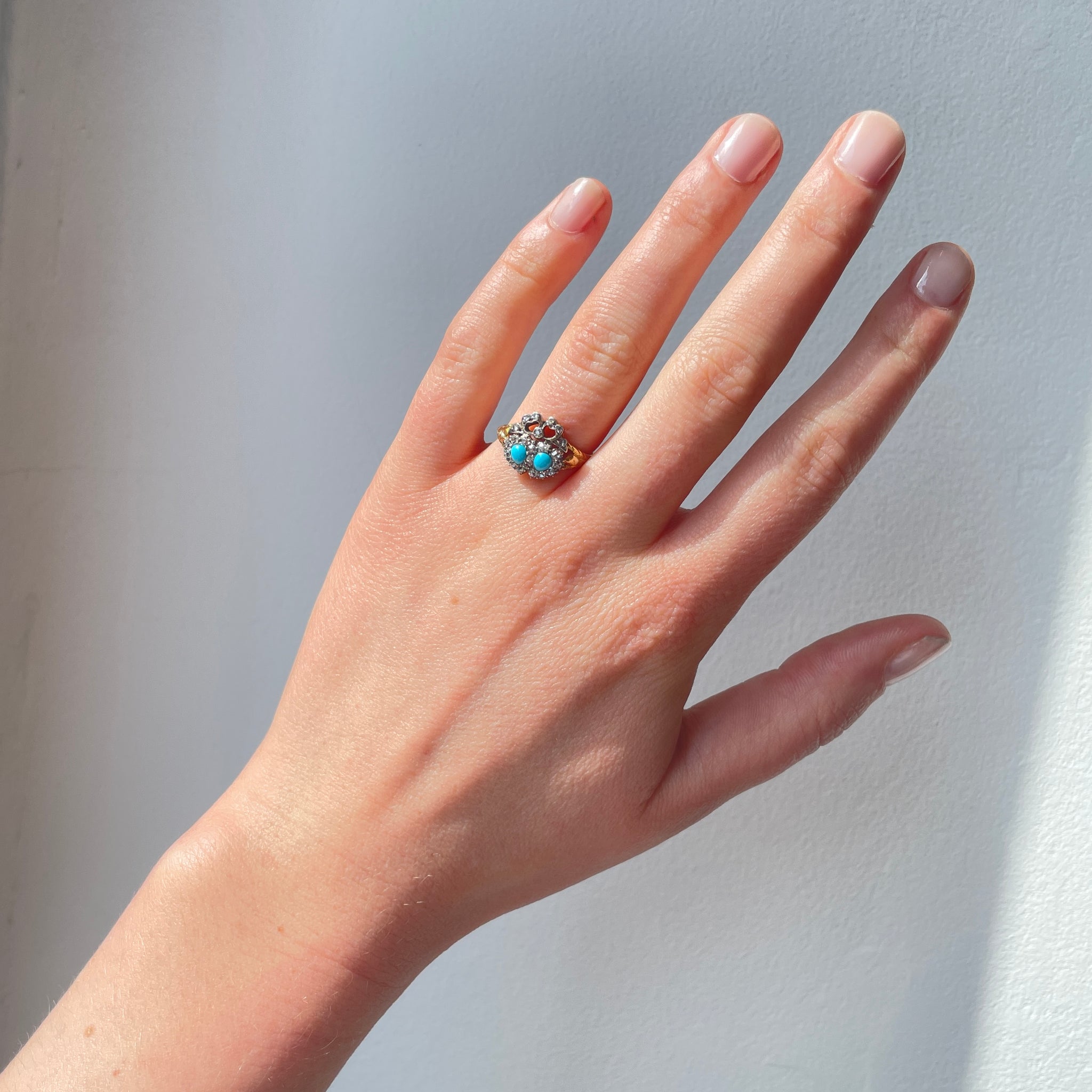 Victorian Turquoise and Diamond Heart Ring