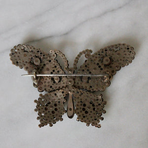Victorian Cut Steel Butterfly Brooch