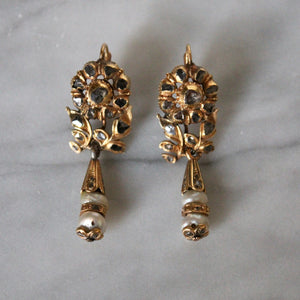 17th Century Diamond and Natural Pearl Earrings