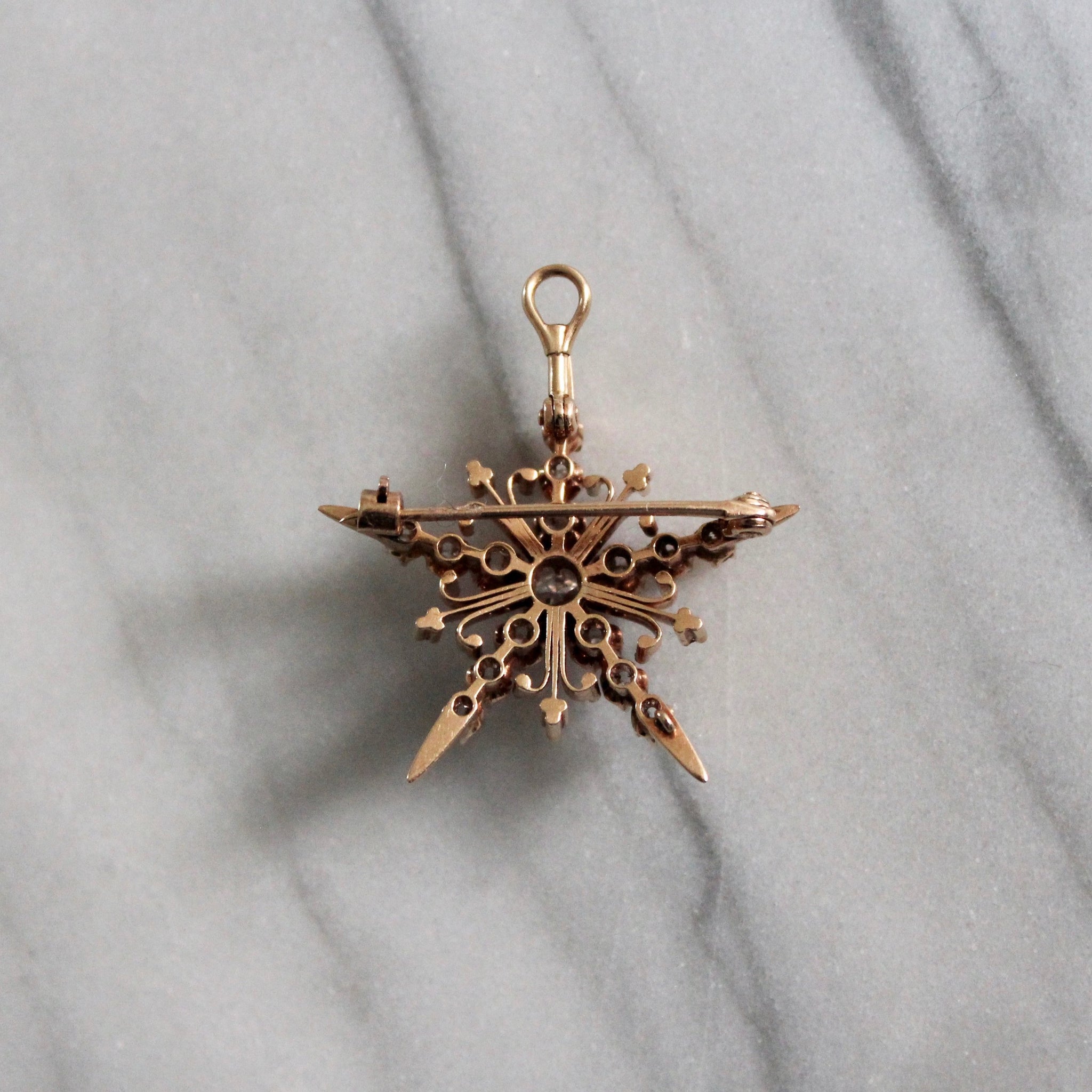 Victorian Diamond Snowflake Brooch/ Pendant
