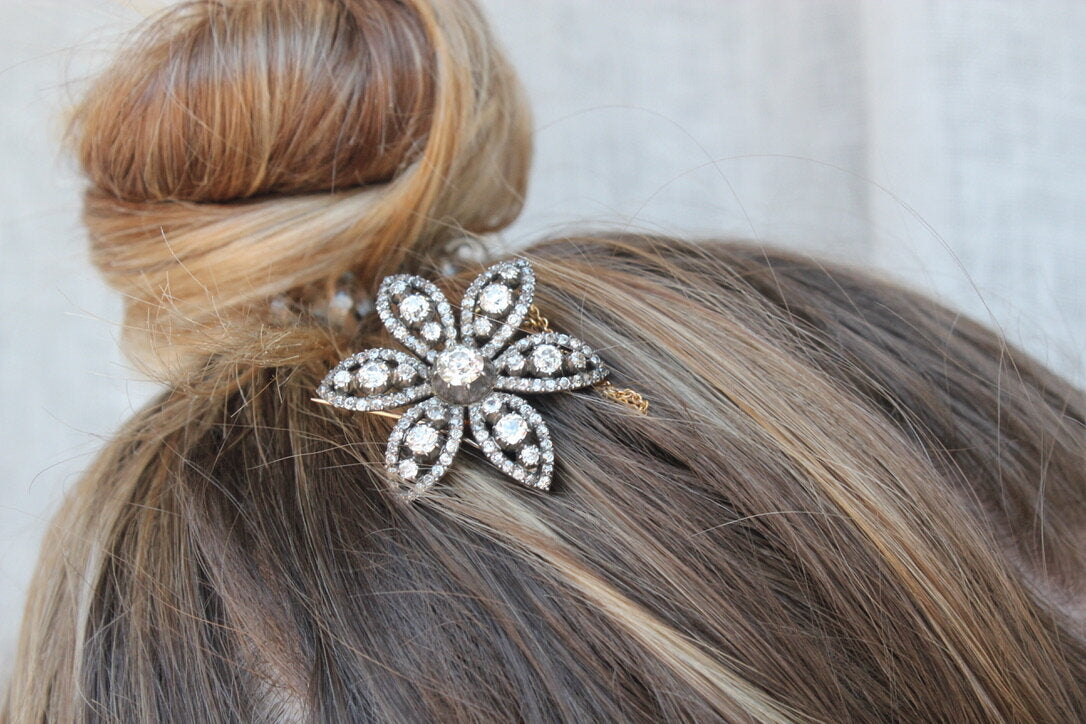 Georgian Diamond Flower Brooch/Hairpiece