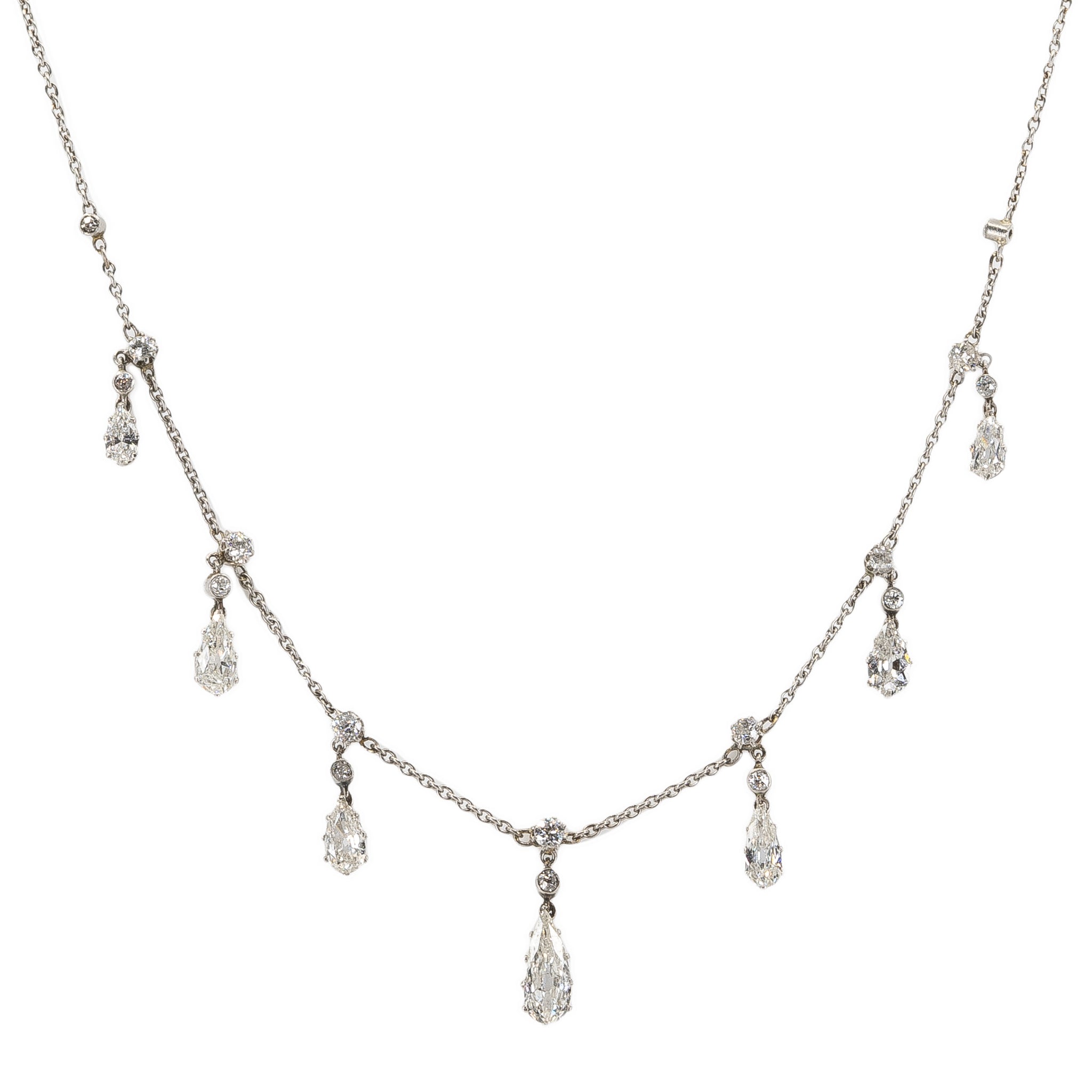 Edwardian Diamond and Platinum Drop Necklace