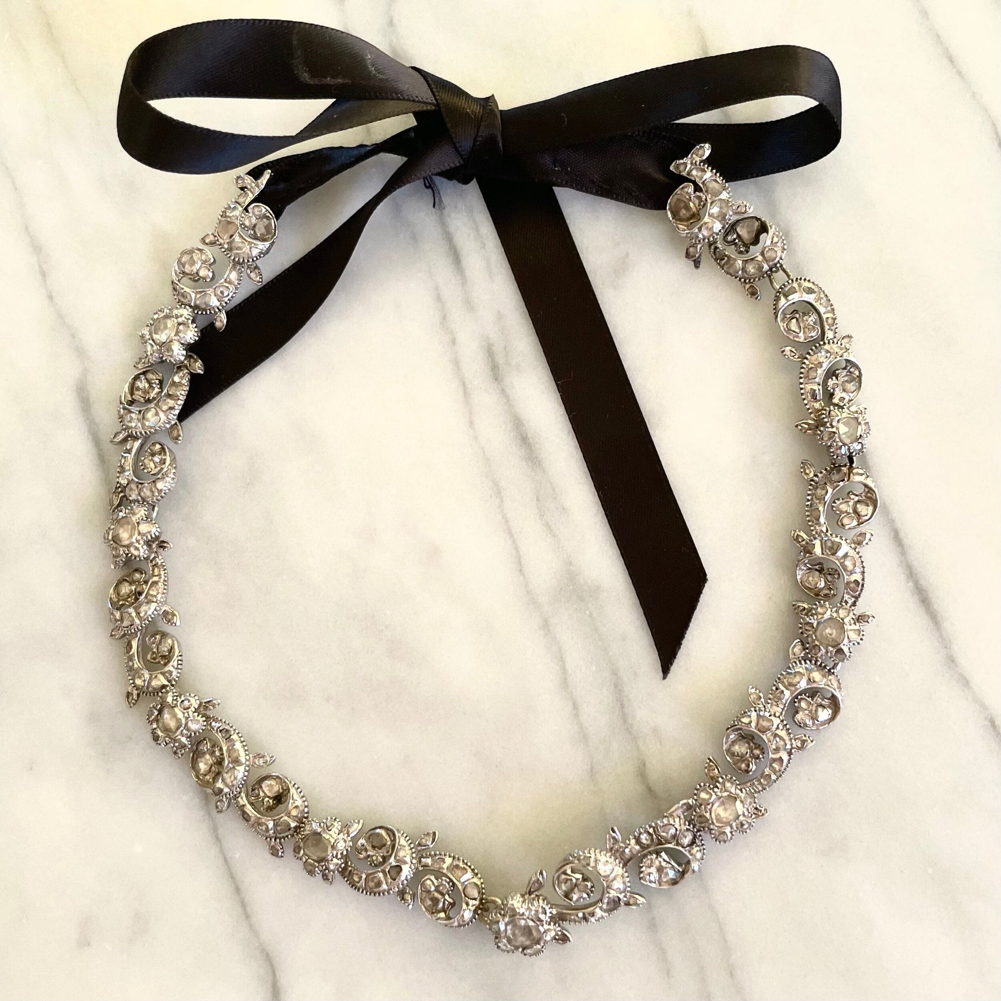Georgian Diamond Cluster Choker Necklace