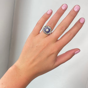 Georgian Diamond and Blue Enamel Ring