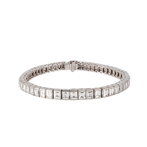 Platinum Diamond Baguette Cut Line Bracelet