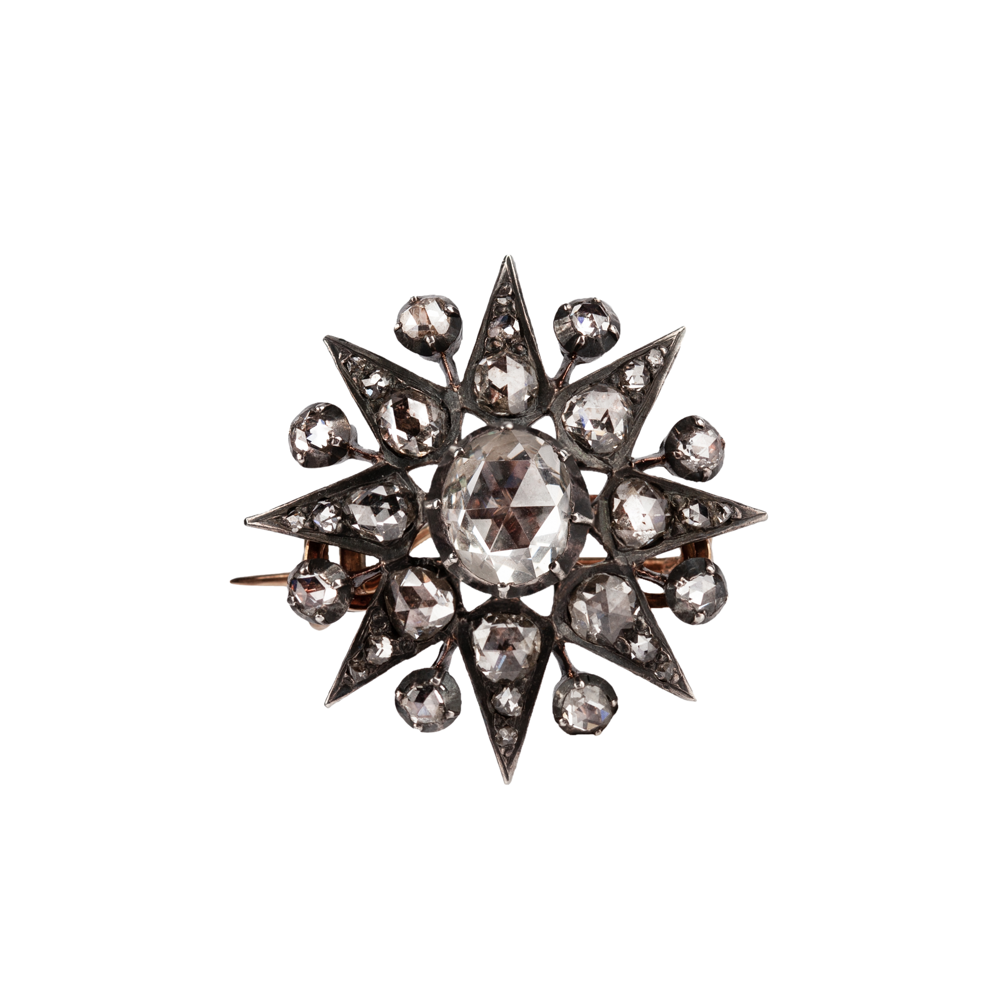 Rose Cut Diamond Star Brooch