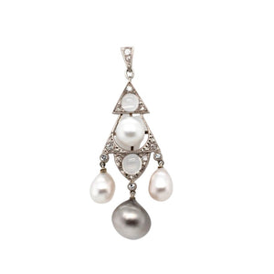 Diamond Pearl and Moonstone Pendant
