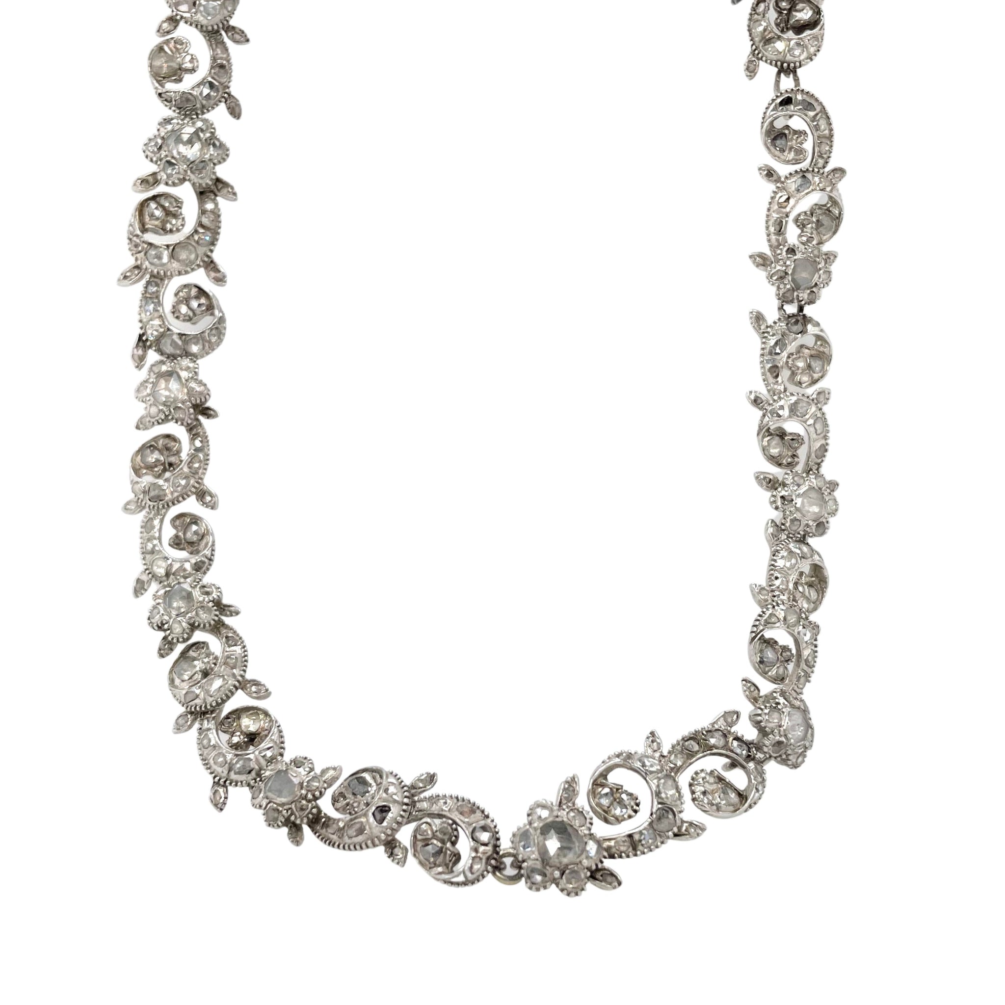 Georgian Diamond Cluster Choker Necklace